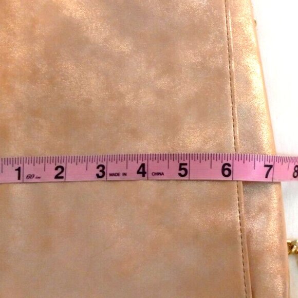 Express Fold-Over Clutch Purse Gold Pink Shoulder Chain Zip Snap Closure - Picture 13 of 16